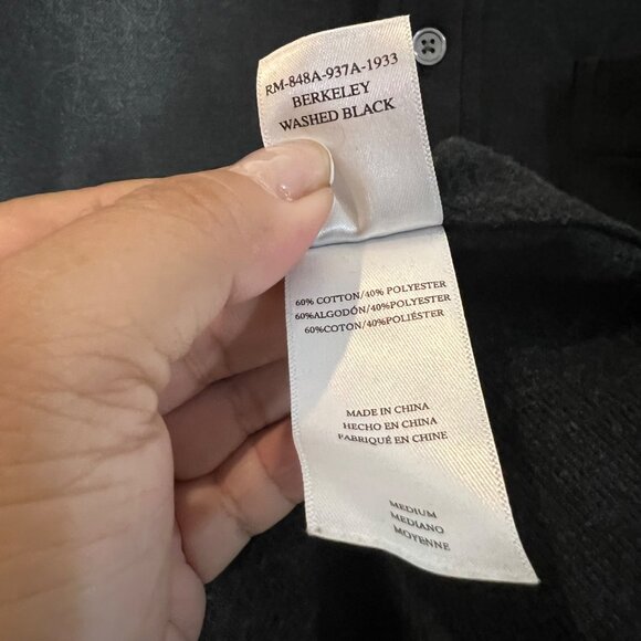 Rails Washed Black Berkeley Brushed Knit Long Sleeve Shirt Shacket Mens Medium - Picture 7 of 8